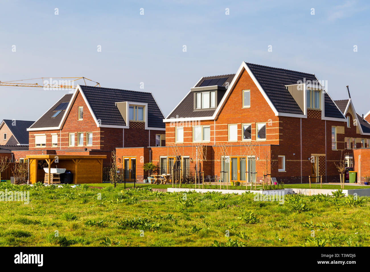 Street front modern suburban row houses new development area hires stock photography and images