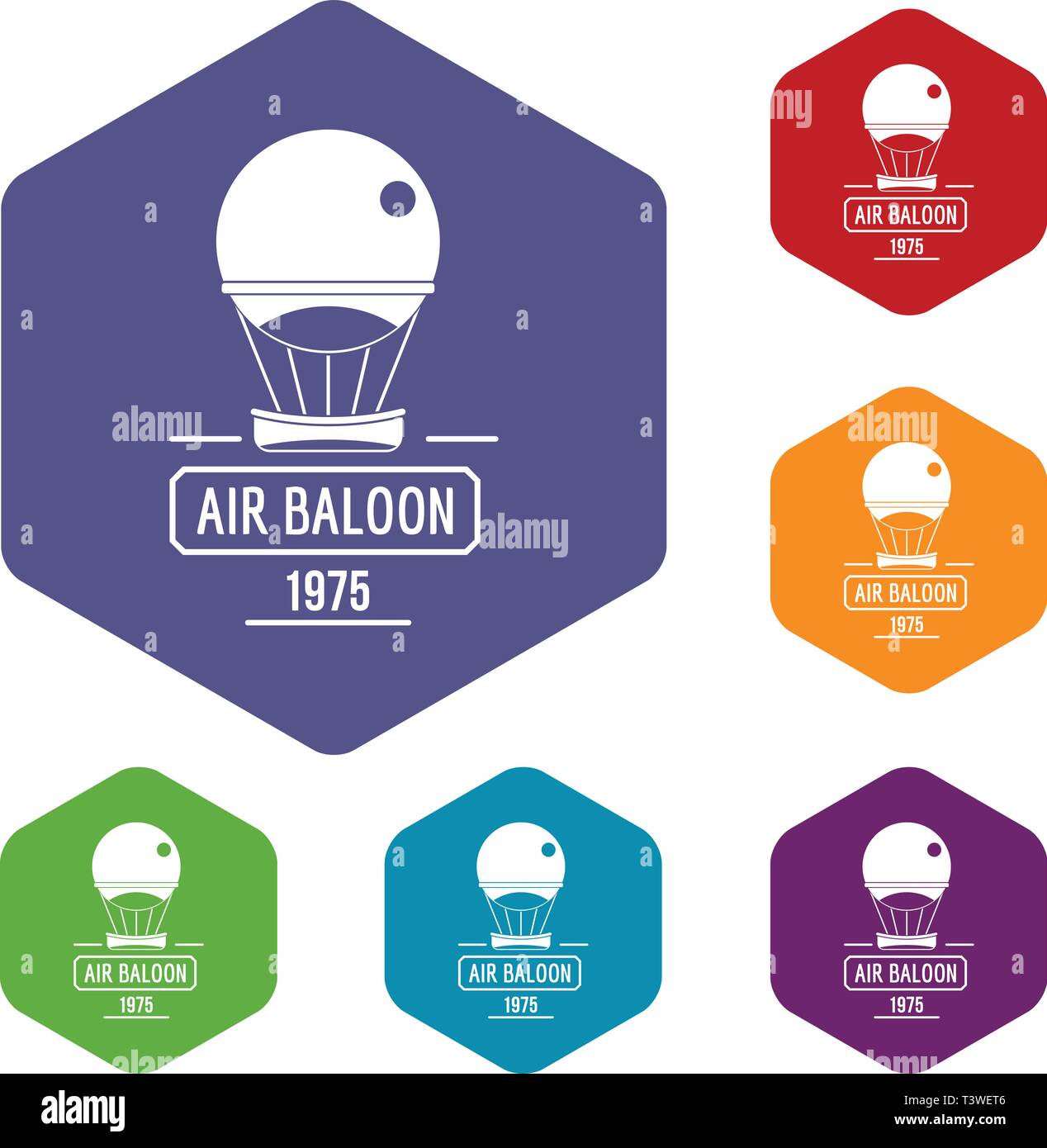 Retro air balloon icons vector hexahedron Stock Vector Image & Art - Alamy
