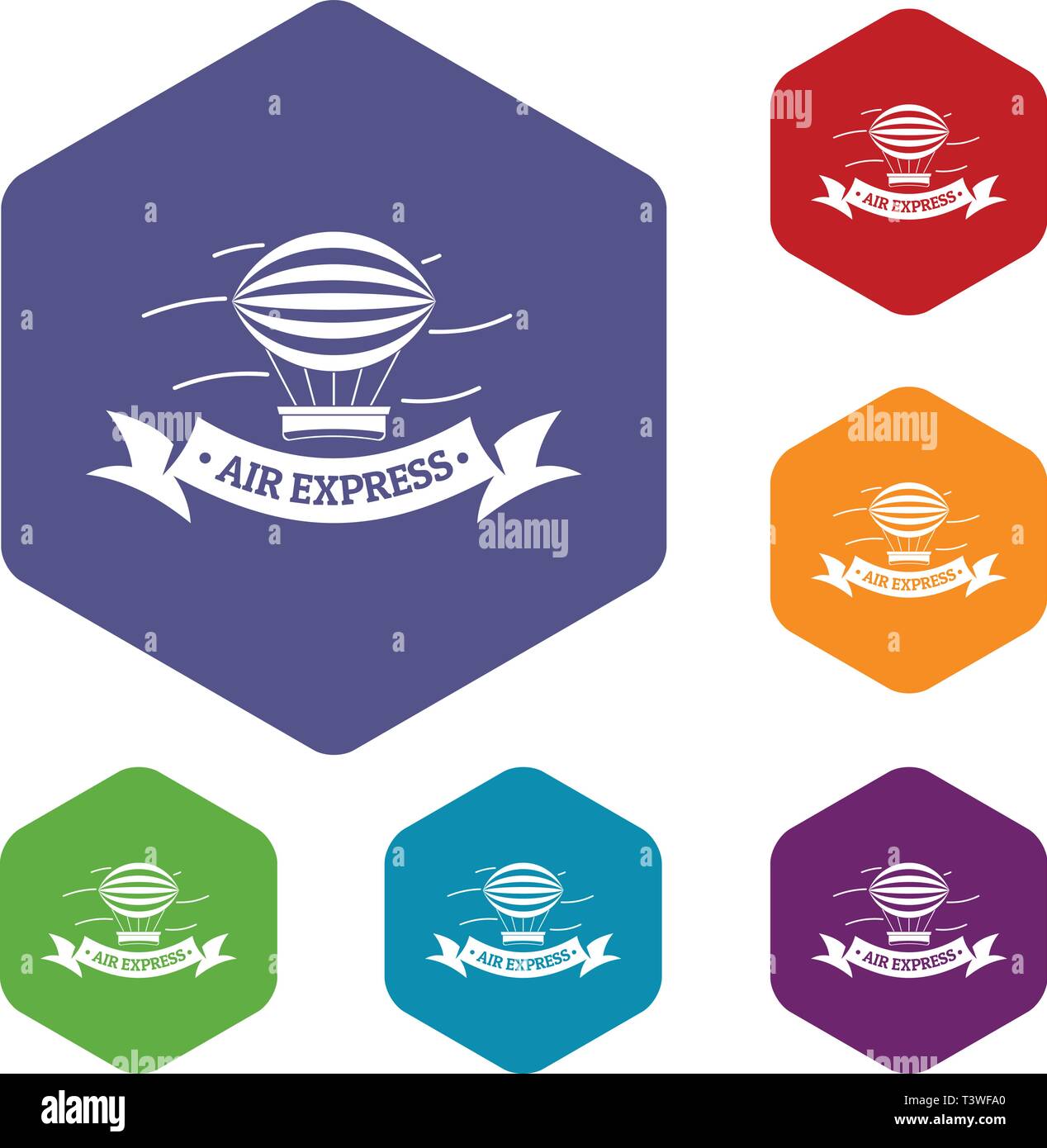 Vintage dirigible icons vector hexahedron Stock Vector