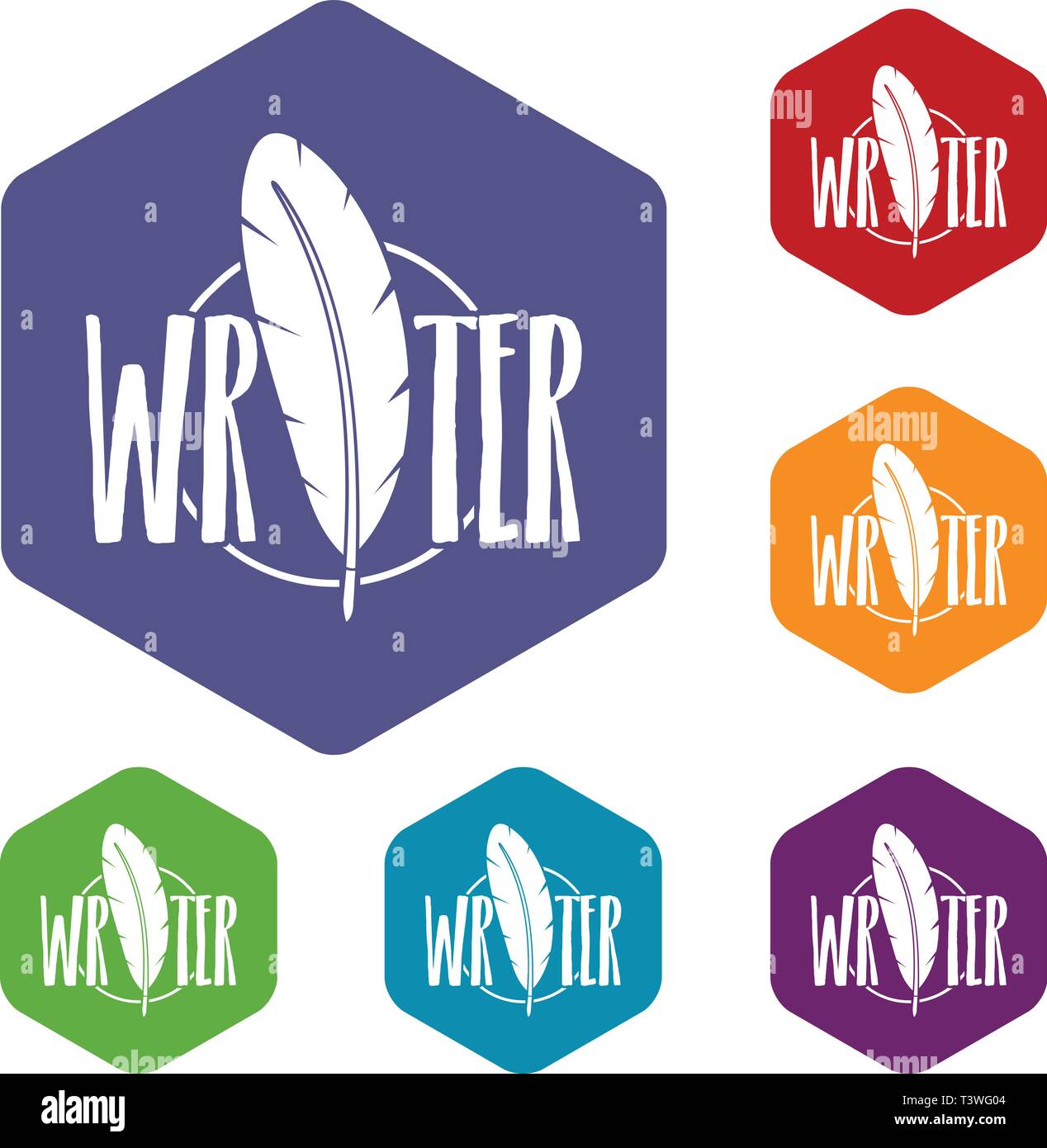 Writing pen icons vector hexahedron Stock Vector