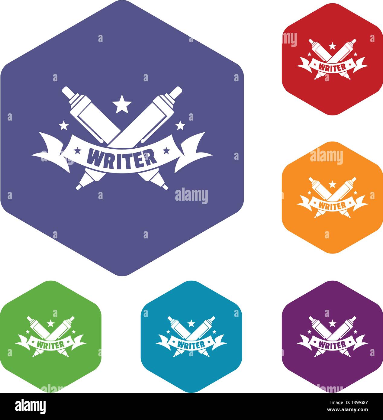 Fountain pen icons vector hexahedron Stock Vector
