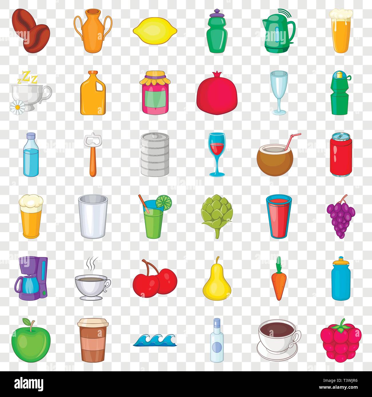 Drink icons set, cartoon style Stock Vector Image & Art Alamy