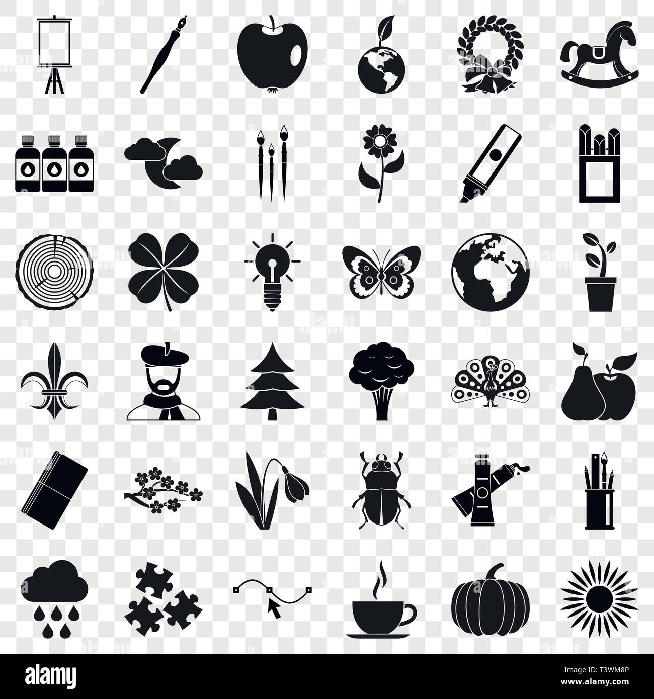 Eco design icons set, simple style Stock Vector