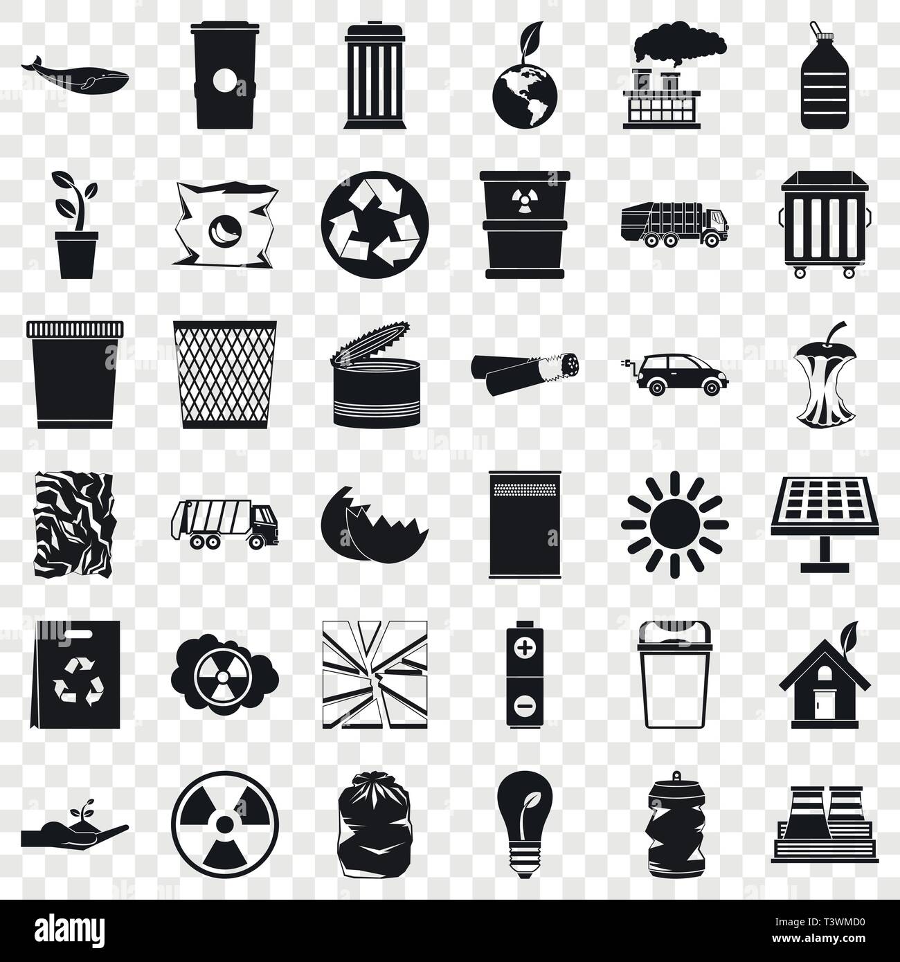 Ecology icons set, simple style Stock Vector