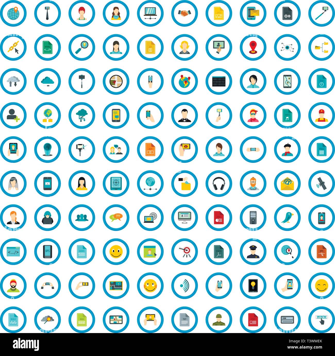 100 smartphone icons set, flat style Stock Vector Image & Art - Alamy