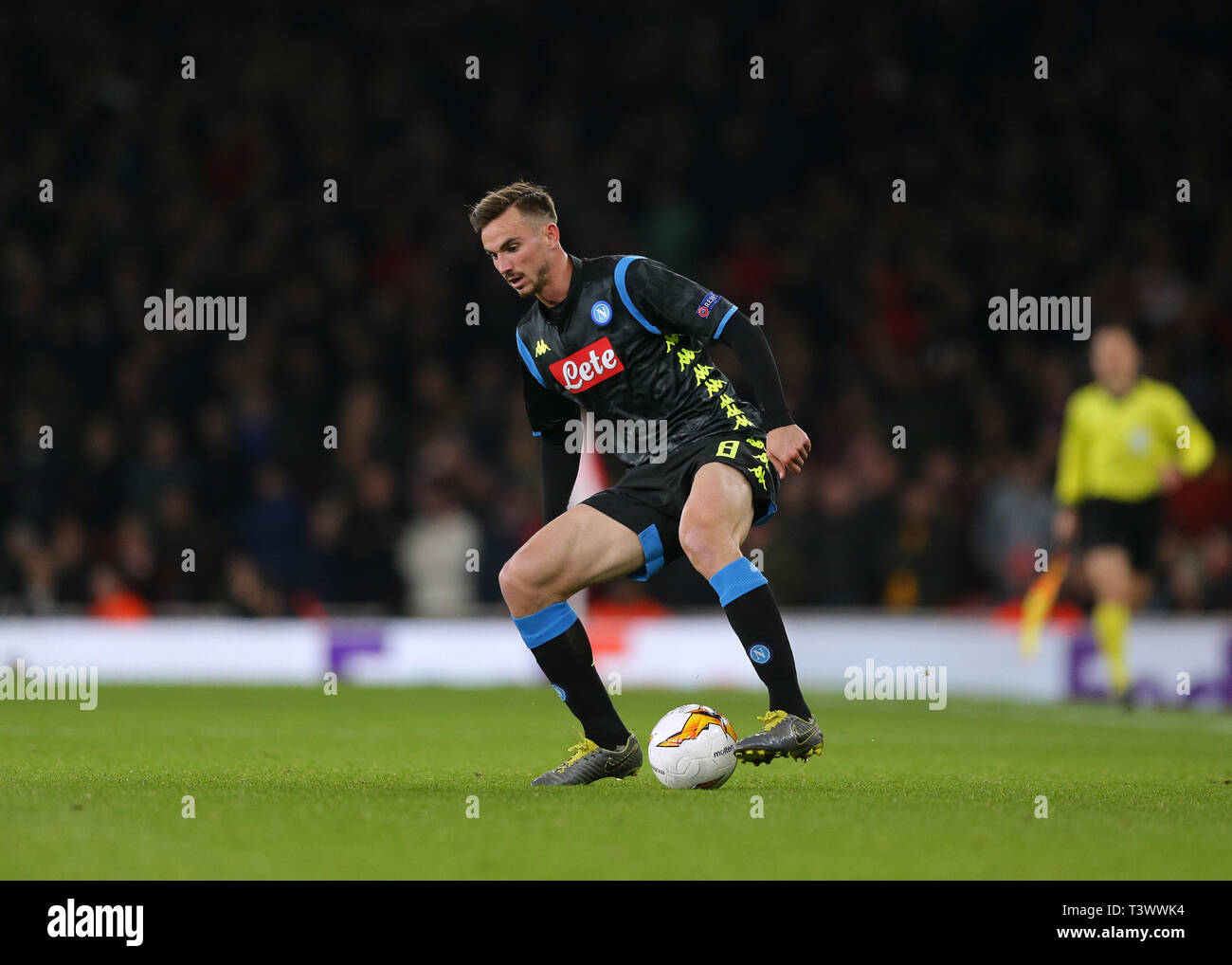 Emirates Stadium, London, UK. 11th Apr, 2019. UEFA Europa League football, quarter final, 1st leg, Arsenal versus Napoli; Fabian of Napoli Credit: Action Plus Sports/Alamy Live News Stock Photo