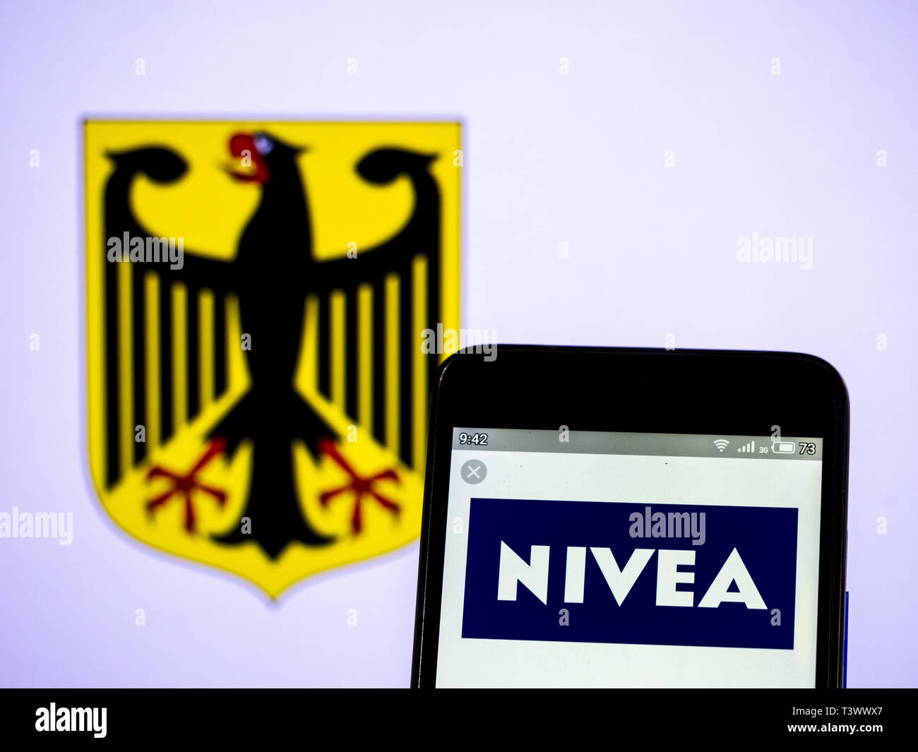 Kiev, Ukraine. 11th Apr, 2019. In this photo illustration a NIVEA logo seen displayed on a smart phone. Credit: Igor Golovniov/SOPA Images/ZUMA Wire/Alamy Live News Stock Photo