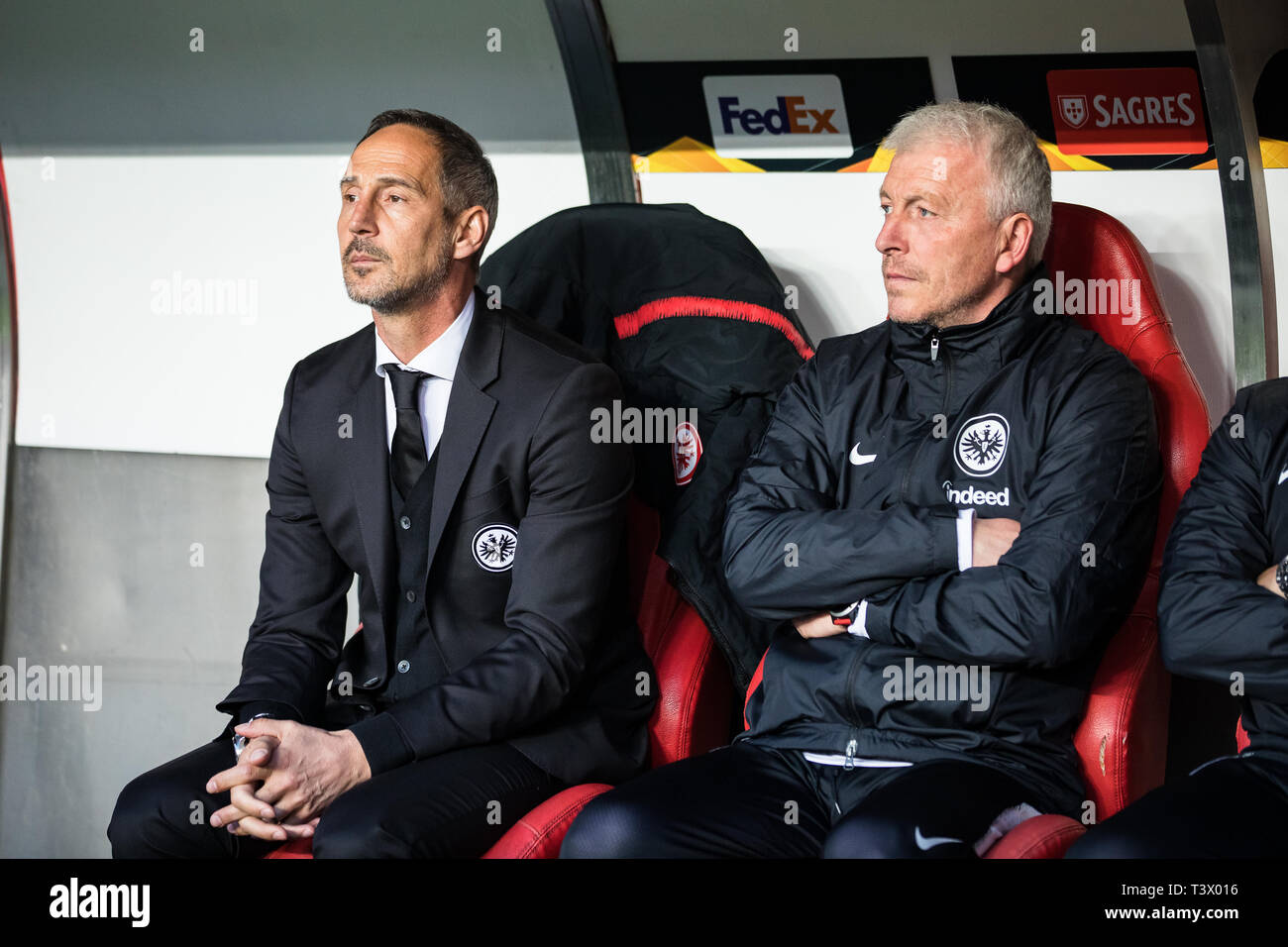 Eintracht Frankfurt coach Adolf Hutter (Adi Hütter) (L) during the UEFA  Europa League 2018/2019 football match between SL Benfica vs Eintracht  Frankfurt. (Final score: SL Benfica 4 - 2 Eintracht Frankfurt Stock Photo -  Alamy