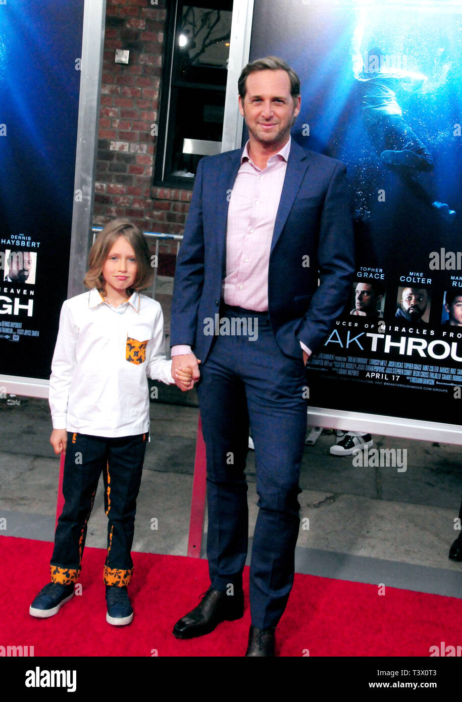 Los Angeles, California, USA 11th April 2019 Actor Josh Lucas and son Noah Rev Maurer attend 20th Century Fox Breakthrough Premiere on April 11, 2019 at Westwood Village Regency Theatre in Los Angeles, California. Photo by Barry King/Alamy Live News Stock Photo