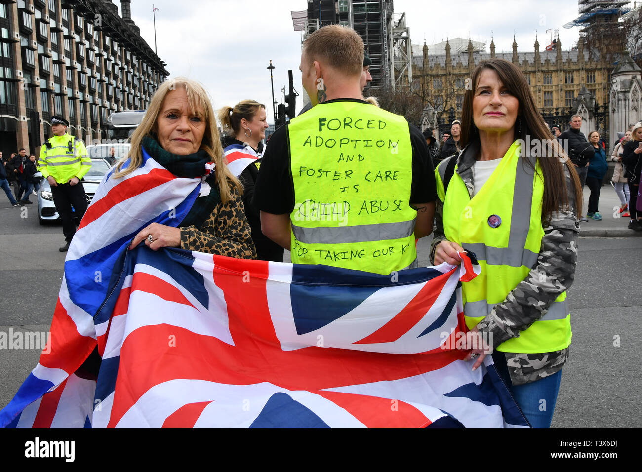 London, UK. 12th Apr 2019. Protest of Forced adoption, Yellow Vests, Brexit,  Make Britain Great Again and Free Assange Protesters says Everything is  wrong in this country, UK. Credit: Picture Capital/Alamy Live