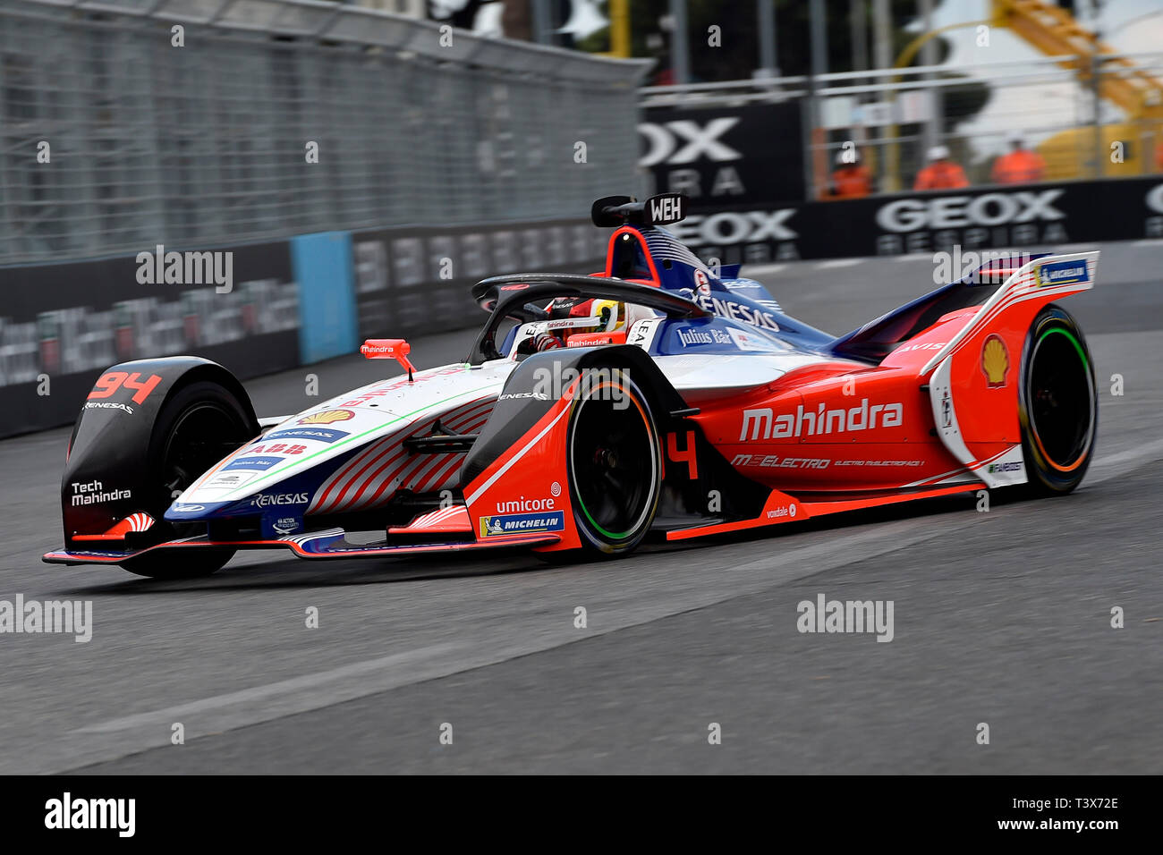 Rome, Italy. 12th Apr 2019. Pascal Wehrlein ( Mahindra Racing ) during the  shakedown before the 2019 GEOX Rome E-Prix at Circuto Cittadino dell'EUR,  Rome, Italy on 12 April 2019. Photo by