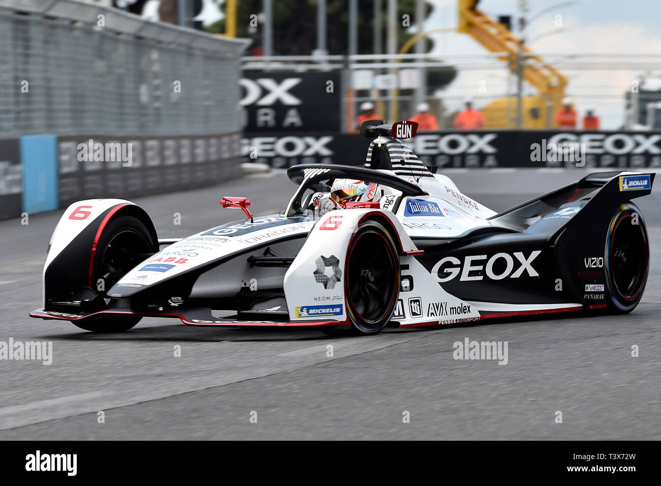 Rome, Italy. 12th Apr 2019. Maximilian Gunther ( GEOX Dragon ) during the  shakedown before the 2019 GEOX Rome E-Prix at Circuto Cittadino dell'EUR,  Rome, Italy on 12 April 2019. Photo by