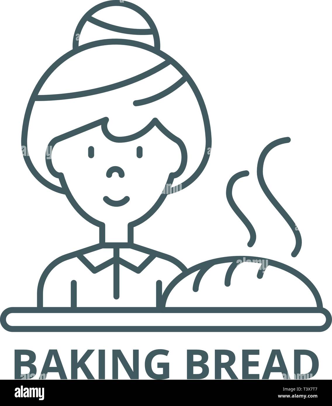Baking bread line icon, vector. Baking bread outline sign, concept