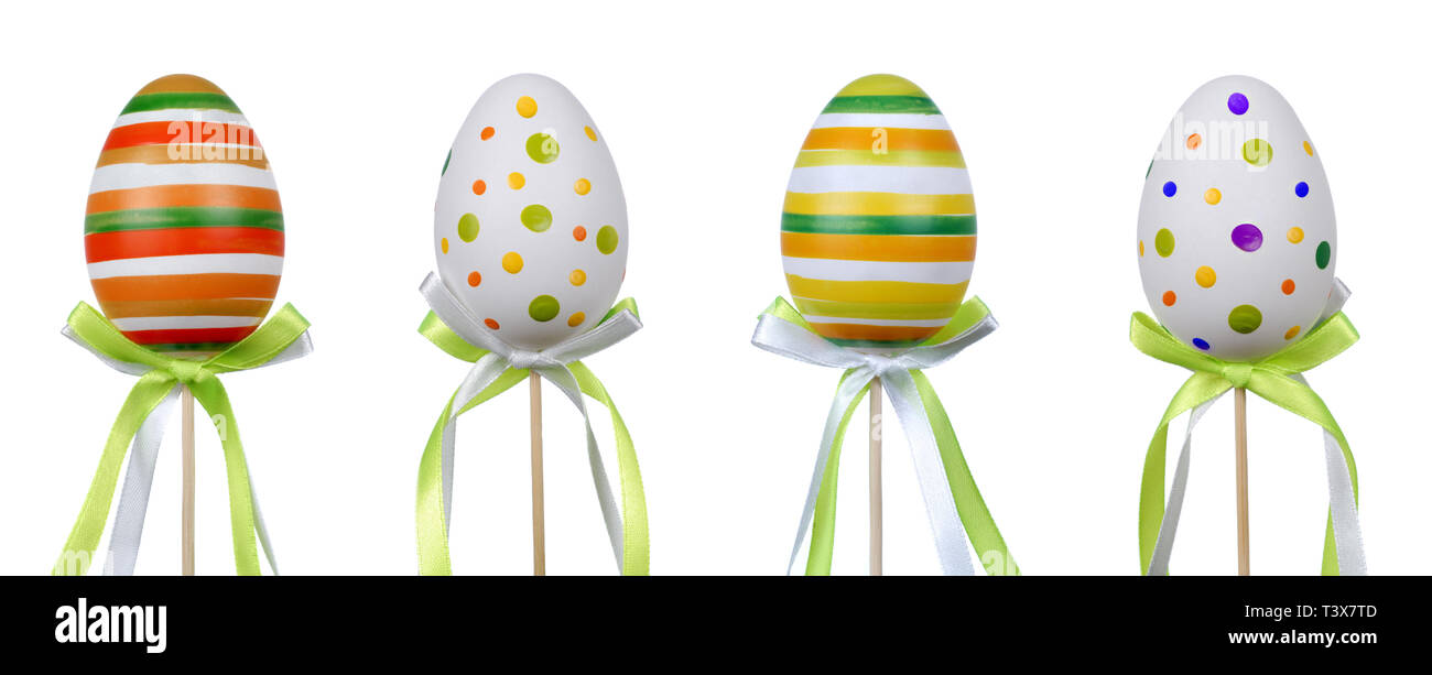 Row of painted easter eggs - isolated on white background Stock Photo ...