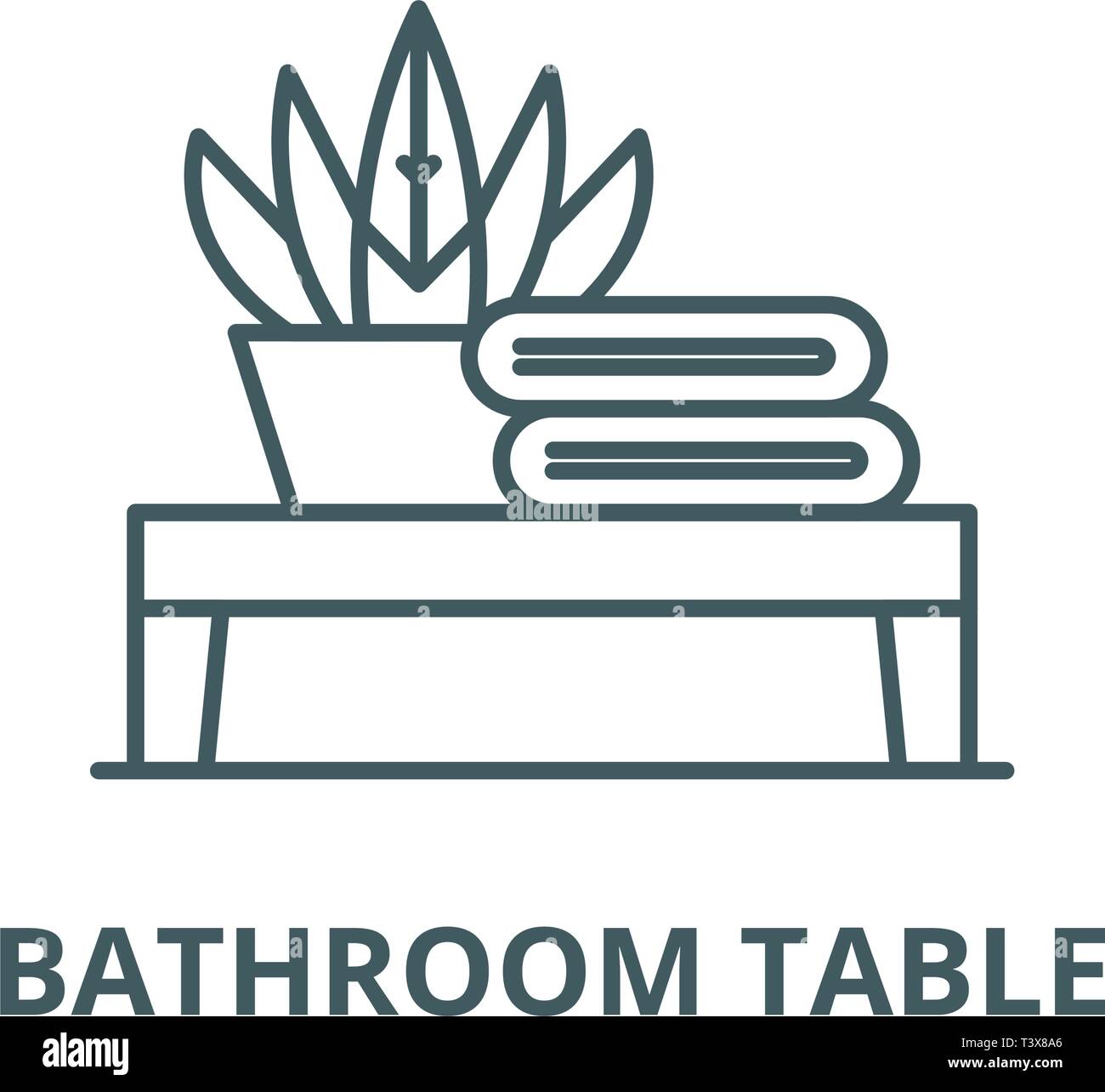 Bathroom table line icon, vector. Bathroom table outline sign, concept symbol, flat illustration ...