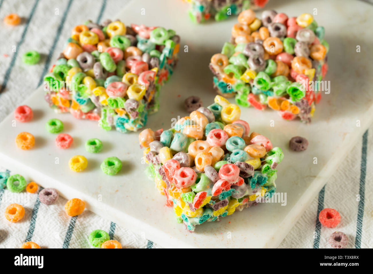 Homemade Fruit Cereal Marshmallow Treat Squares Ready to EAt Stock