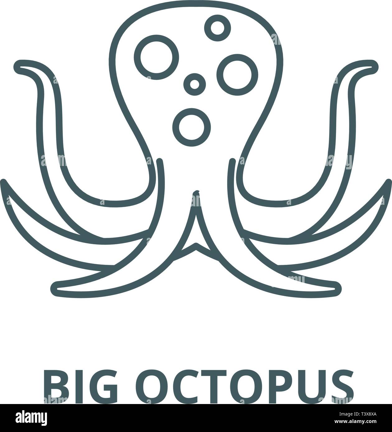 Big octopus line icon, vector. Big octopus outline sign, concept symbol ...