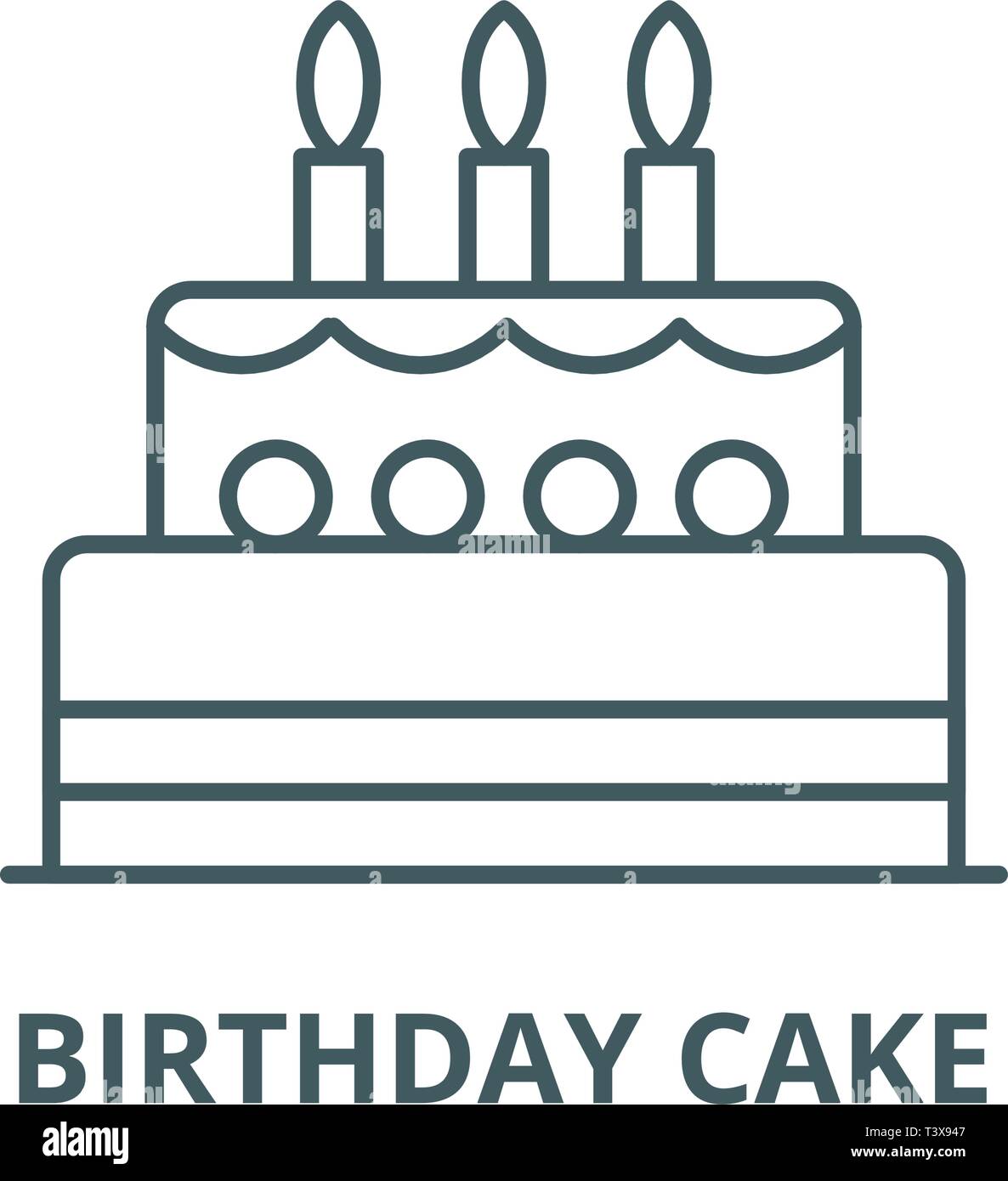 Birthday cake line icon, vector. Birthday cake outline sign, concept