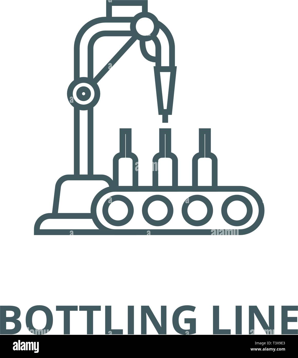 Bottling line line icon, vector. Bottling line outline sign, concept ...