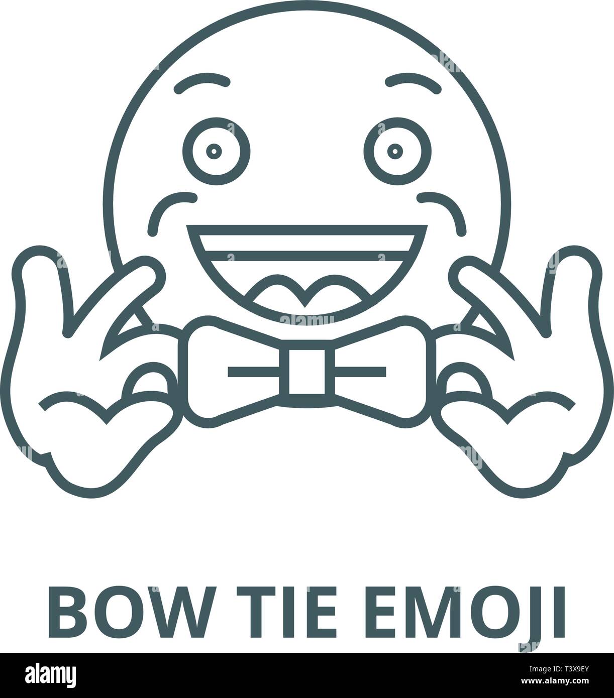 Bow tie emoji line icon, vector. Bow tie emoji outline sign, concept symbol, flat illustration Stock Vector