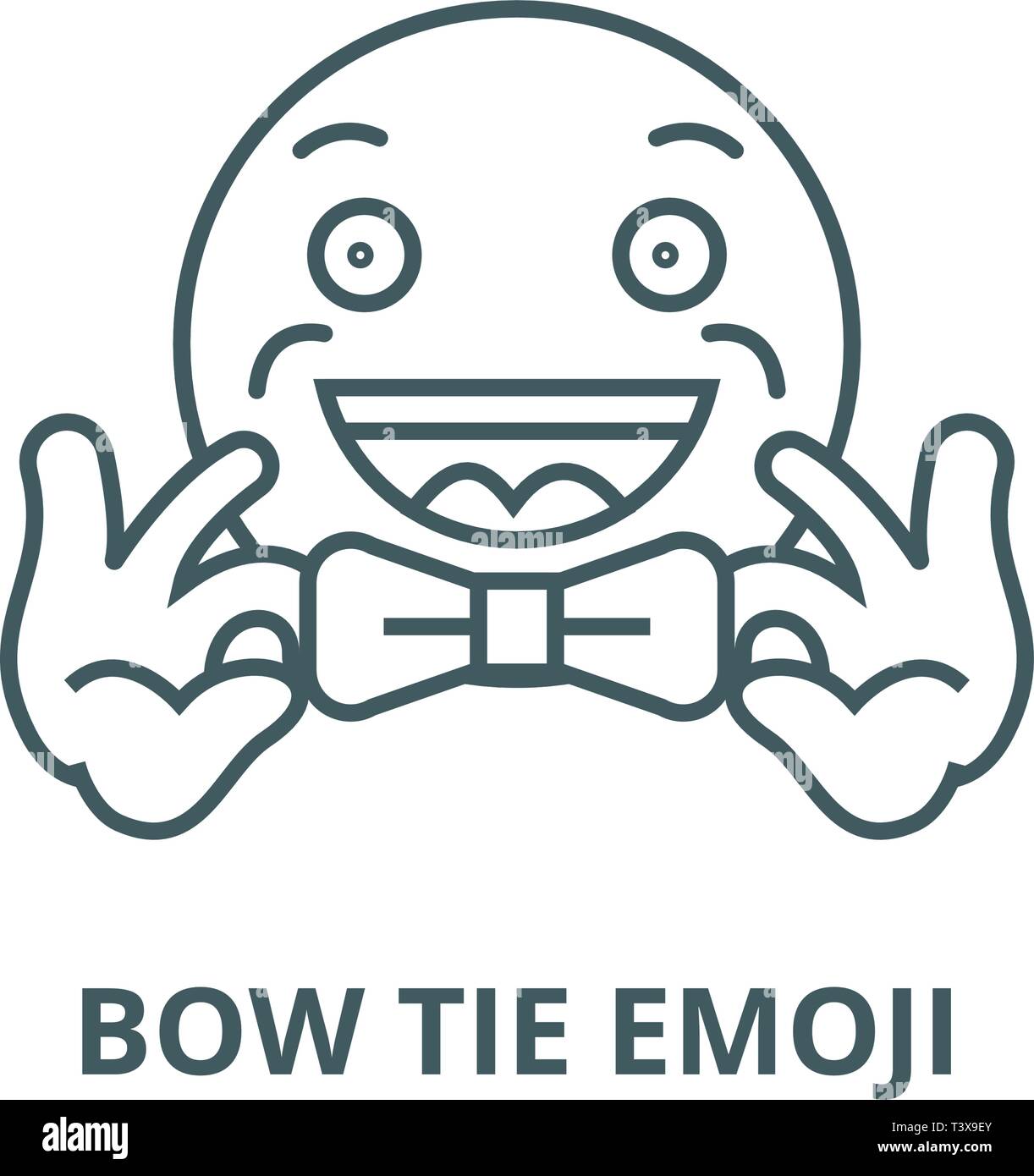 Bow tie emoji line icon, vector. Bow tie emoji outline sign, concept