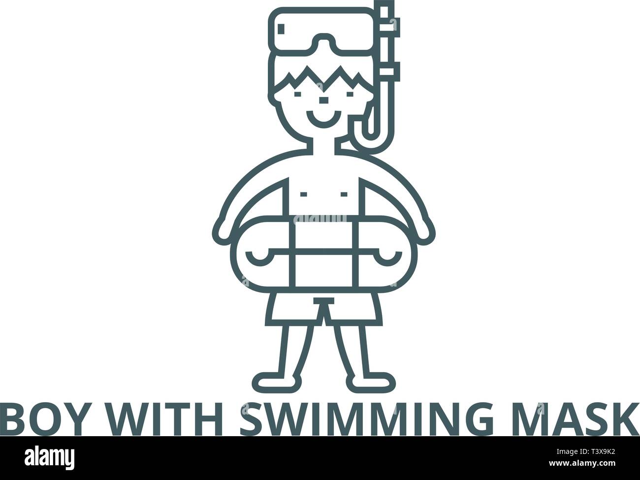 boy with swimming mask line icon vector boy with swimming mask outline sign concept symbol flat illustration stock vector image art alamy alamy