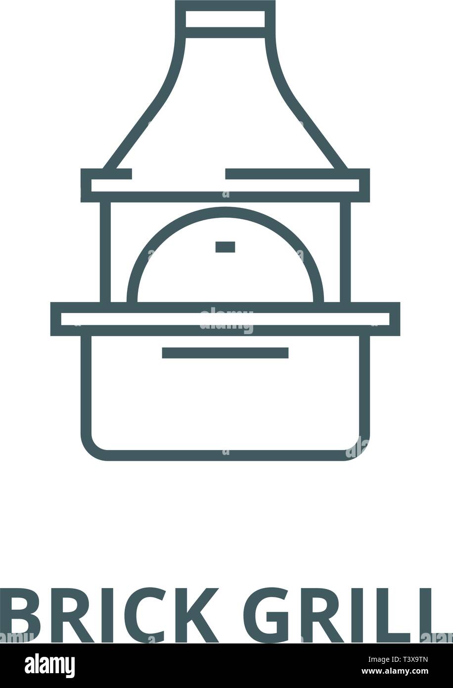 Brick grill line icon, vector. Brick grill outline sign, concept symbol