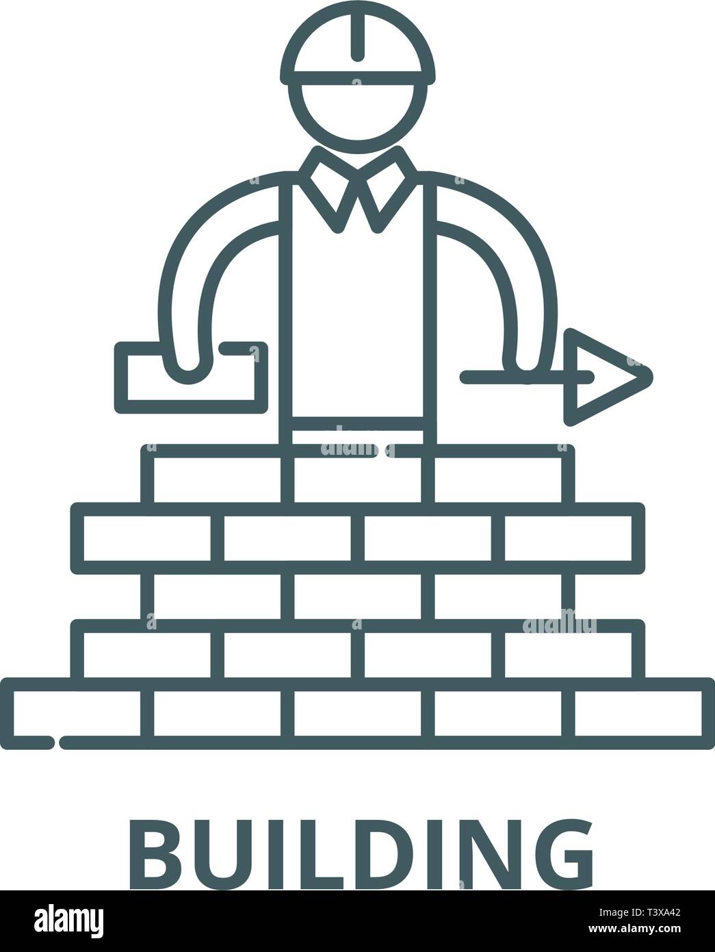 Building line icon, vector. Building outline sign, concept symbol, flat ...