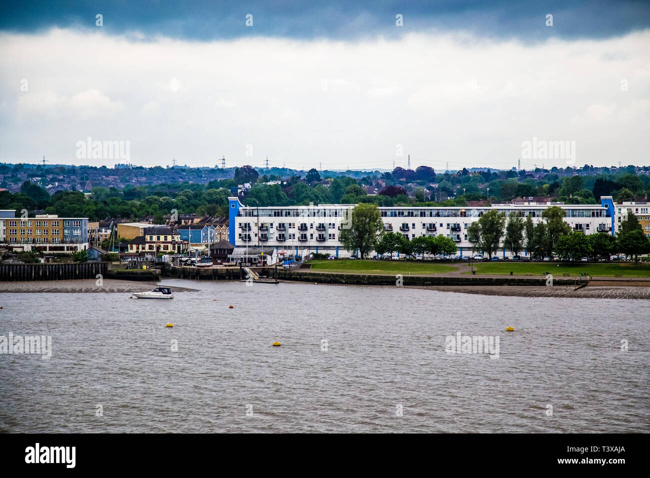 Gravesend, Kent. UK. The river Thames and the town of Gravesend