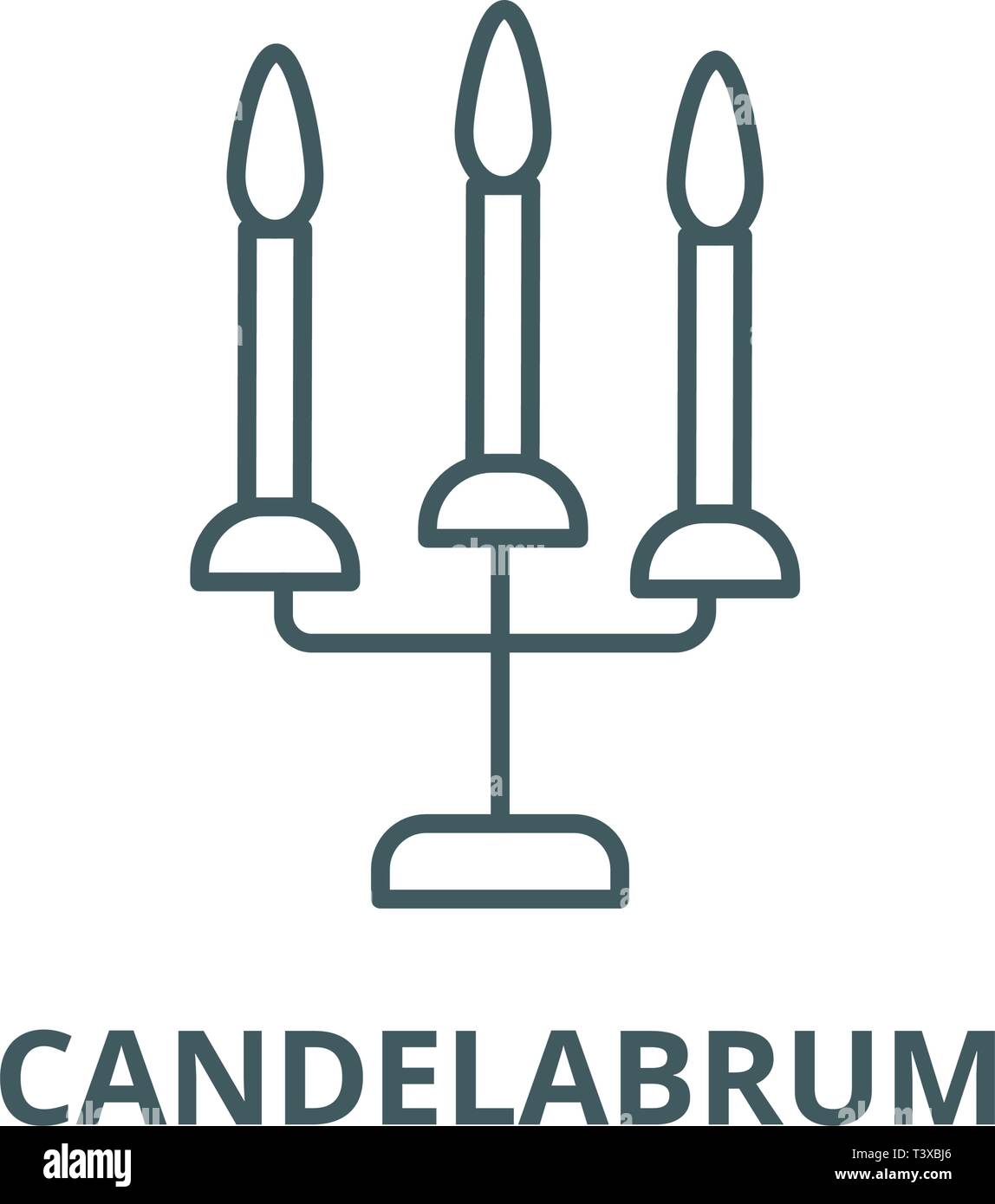 Candles with three candelabrum line icon, vector. Candles with three