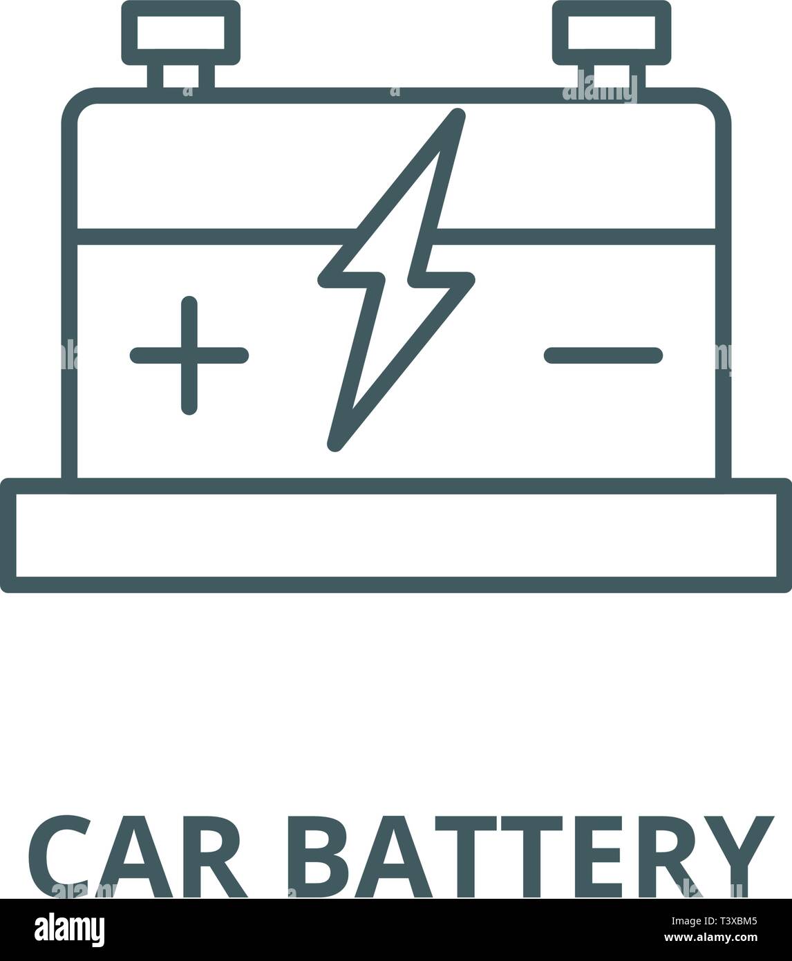 Car battery line icon, vector. Car battery outline sign, concept symbol