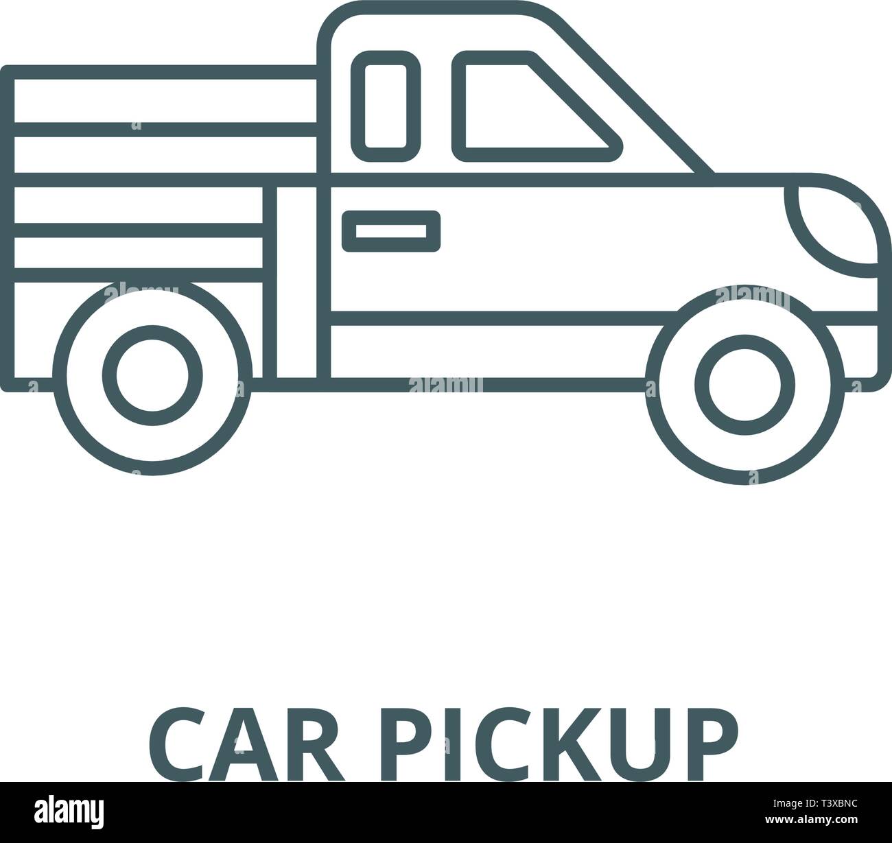 Car pickup line icon, vector. Car pickup outline sign, concept symbol