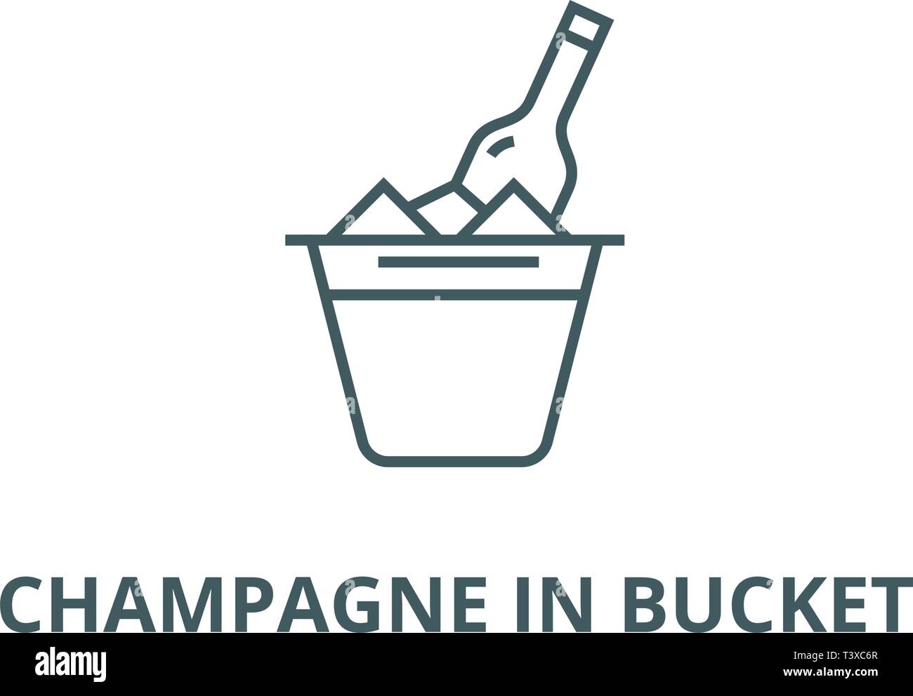 Champagne in bucket line icon, vector. Champagne in bucket outline sign, concept symbol, flat illustration Stock Vector
