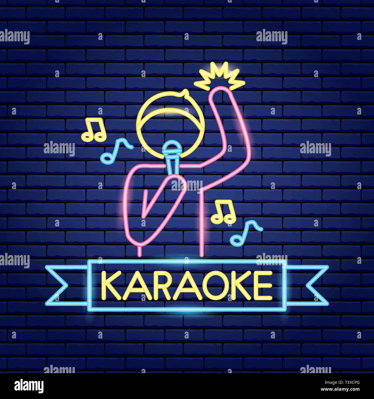 singer microphone karaoke neon Stock Vector Image & Art Alamy
