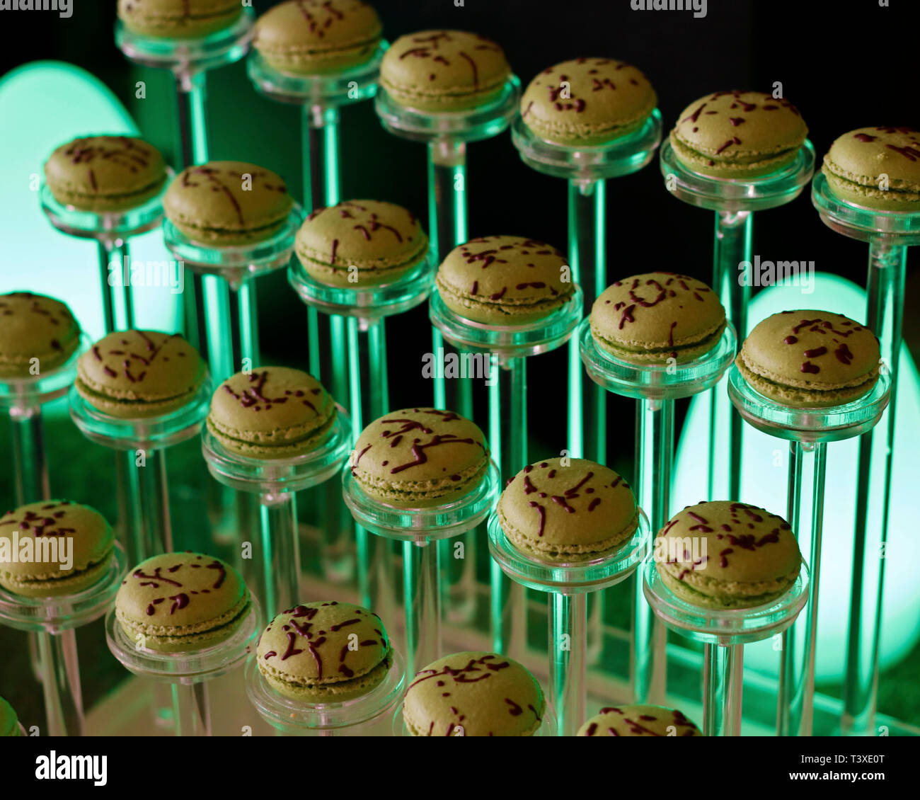 green color macaroons tower Stock Photo