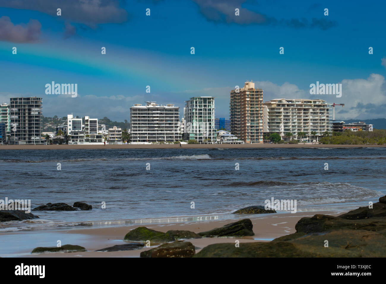 Maroochydore apartments skyline as seen from the North Shore Beach, Queensland, Australia Stock Photo