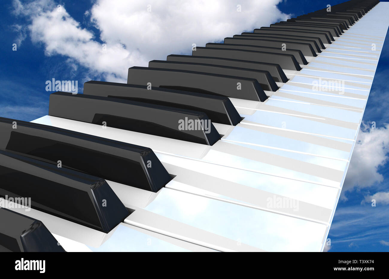 piano keyboard flying in the sky Stock Photo - Alamy