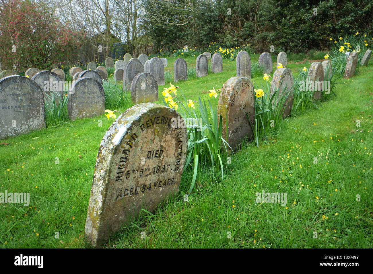 Graves and headstones in the burial ground at The Pales Meeting House