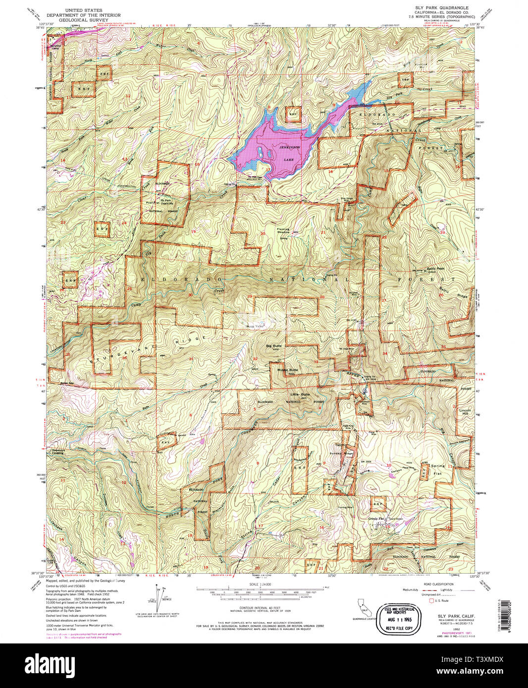 USGS TOPO Map California CA Sly - Usgs Topo Map California Ca Sly Park 300542 1952 24000 Restoration T3XMDX
