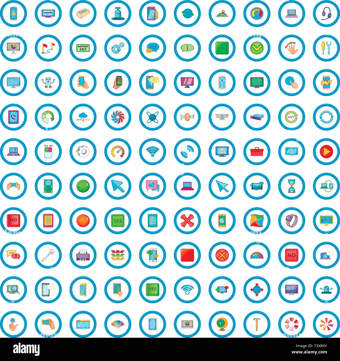 100 settings icons set, cartoon style Stock Vector Image & Art - Alamy