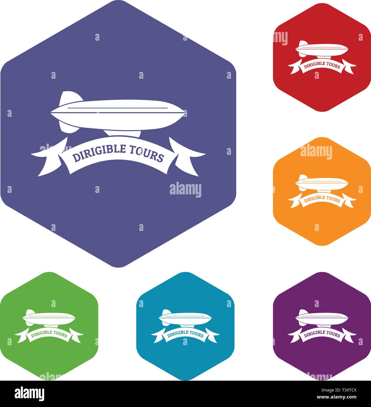Trip dirigible icons vector hexahedron Stock Vector