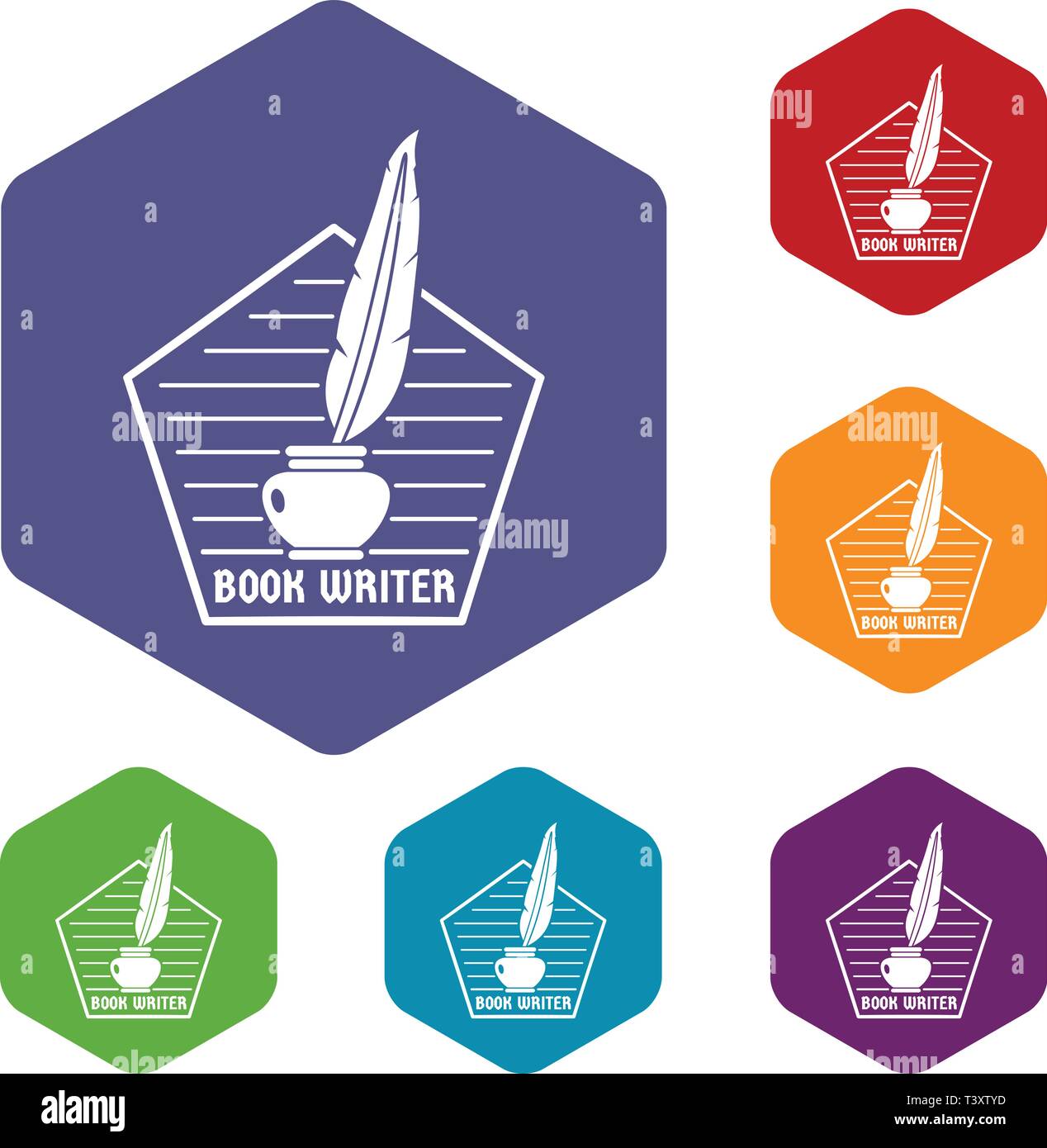 Book writer icons vector hexahedron Stock Vector