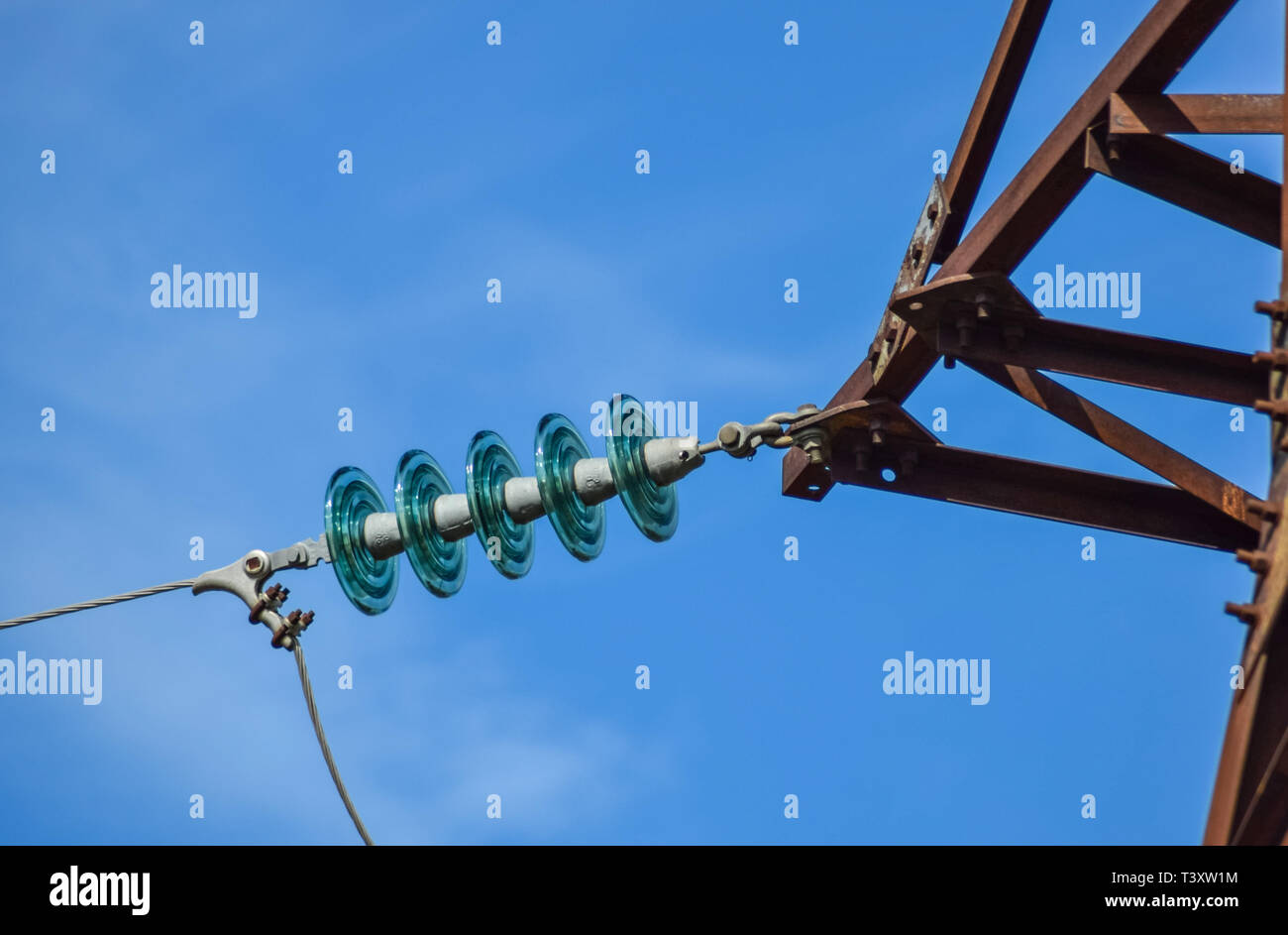 Glass prefabricated high voltage insulators on poles high-voltage power ...