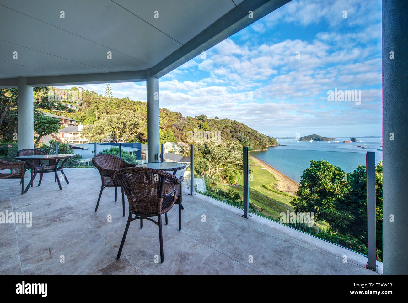 Chairs on balcony by ocean hi res stock photography and images