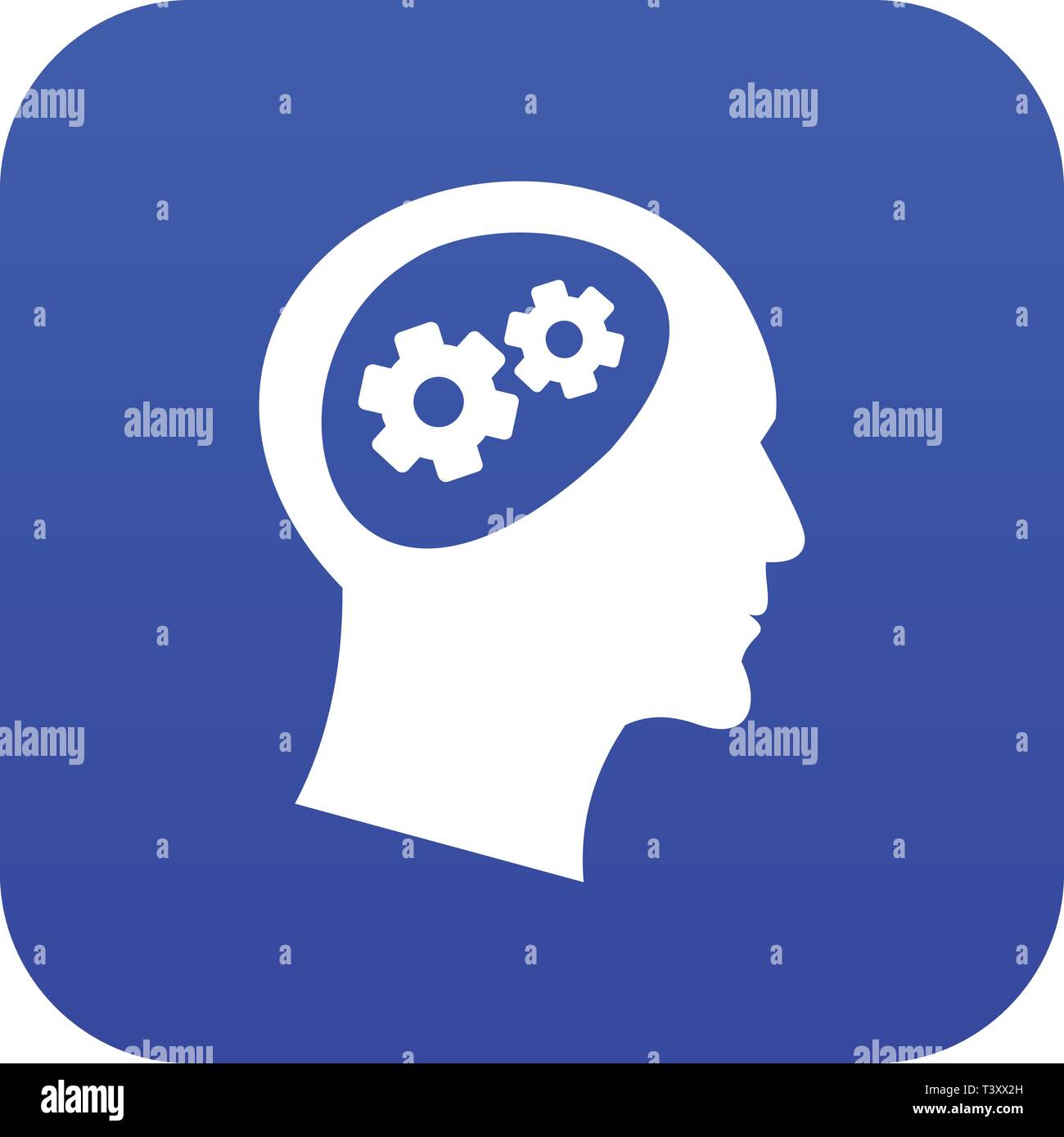 Gear in head icon digital blue Stock Vector Image & Art - Alamy