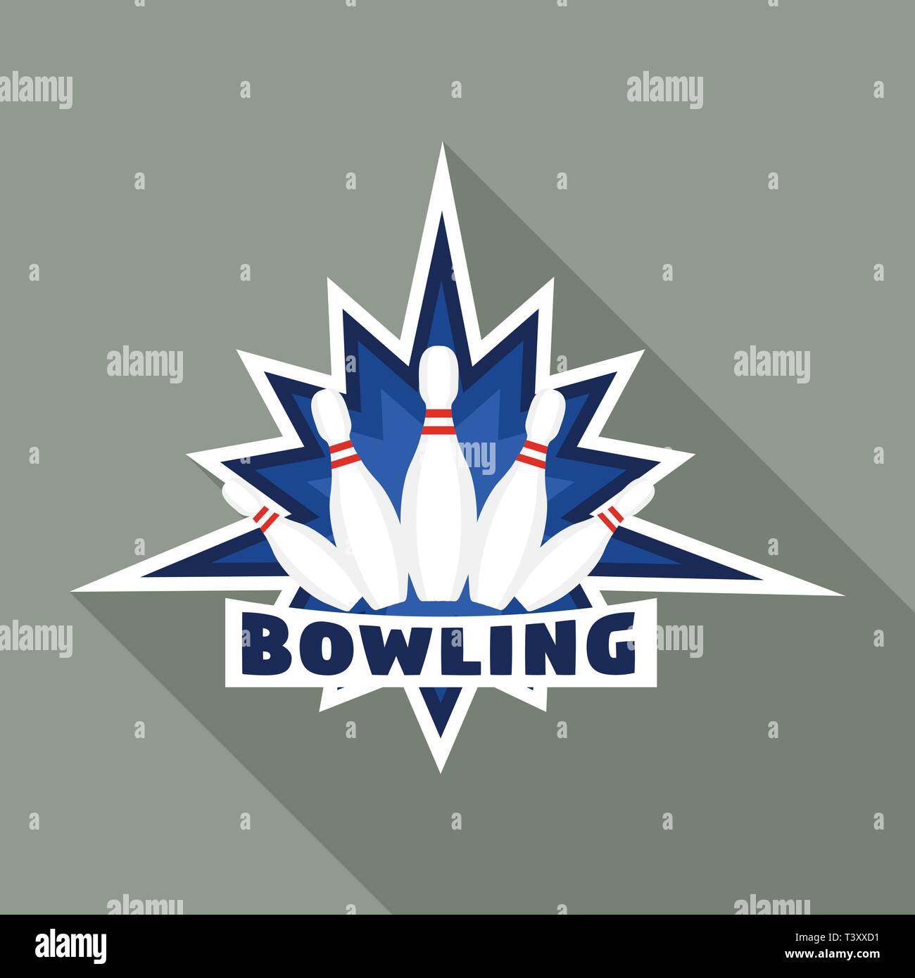 Modern bowling logo, flat style Stock Vector