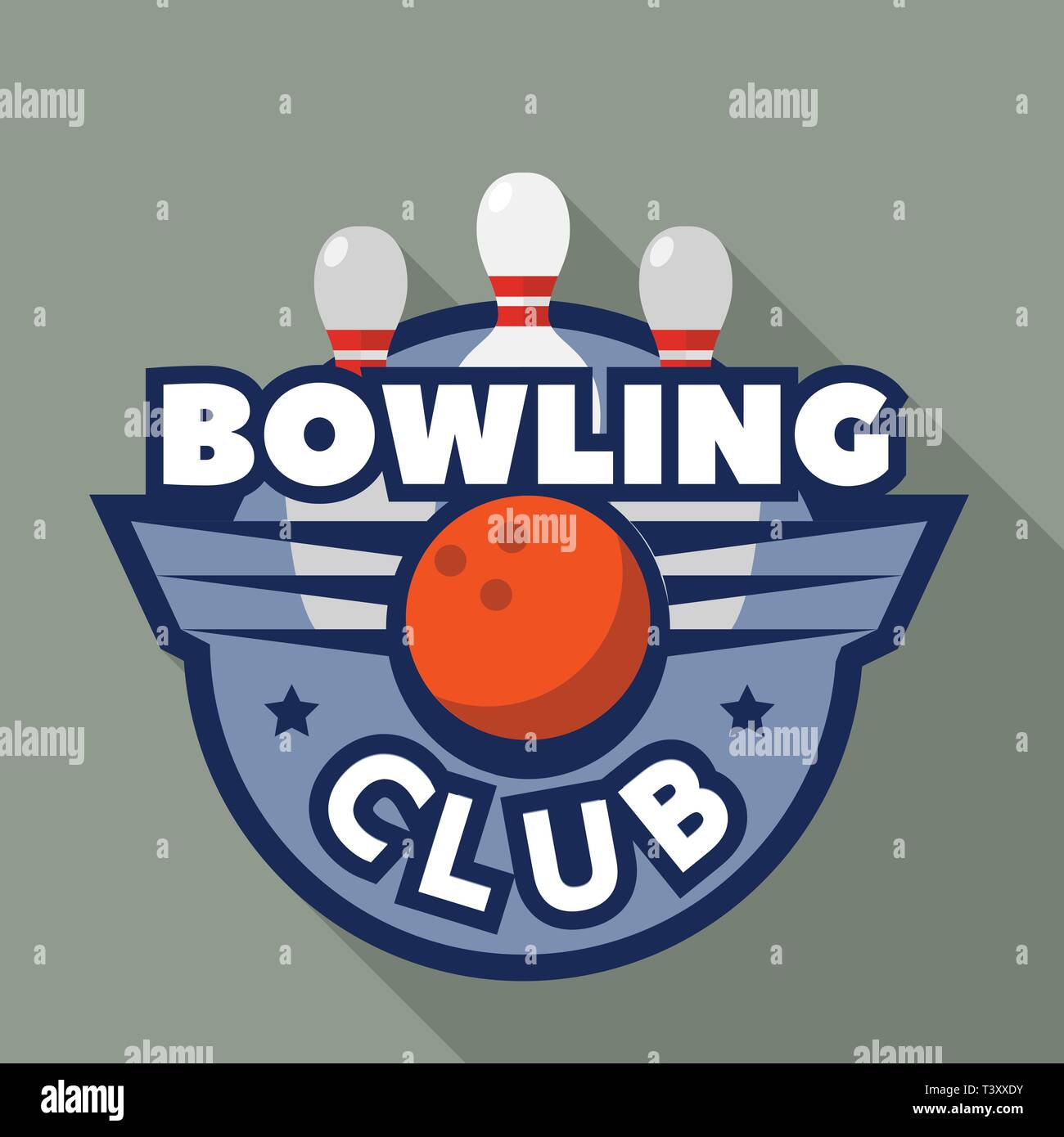 Bowling modern club logo, flat style Stock Vector