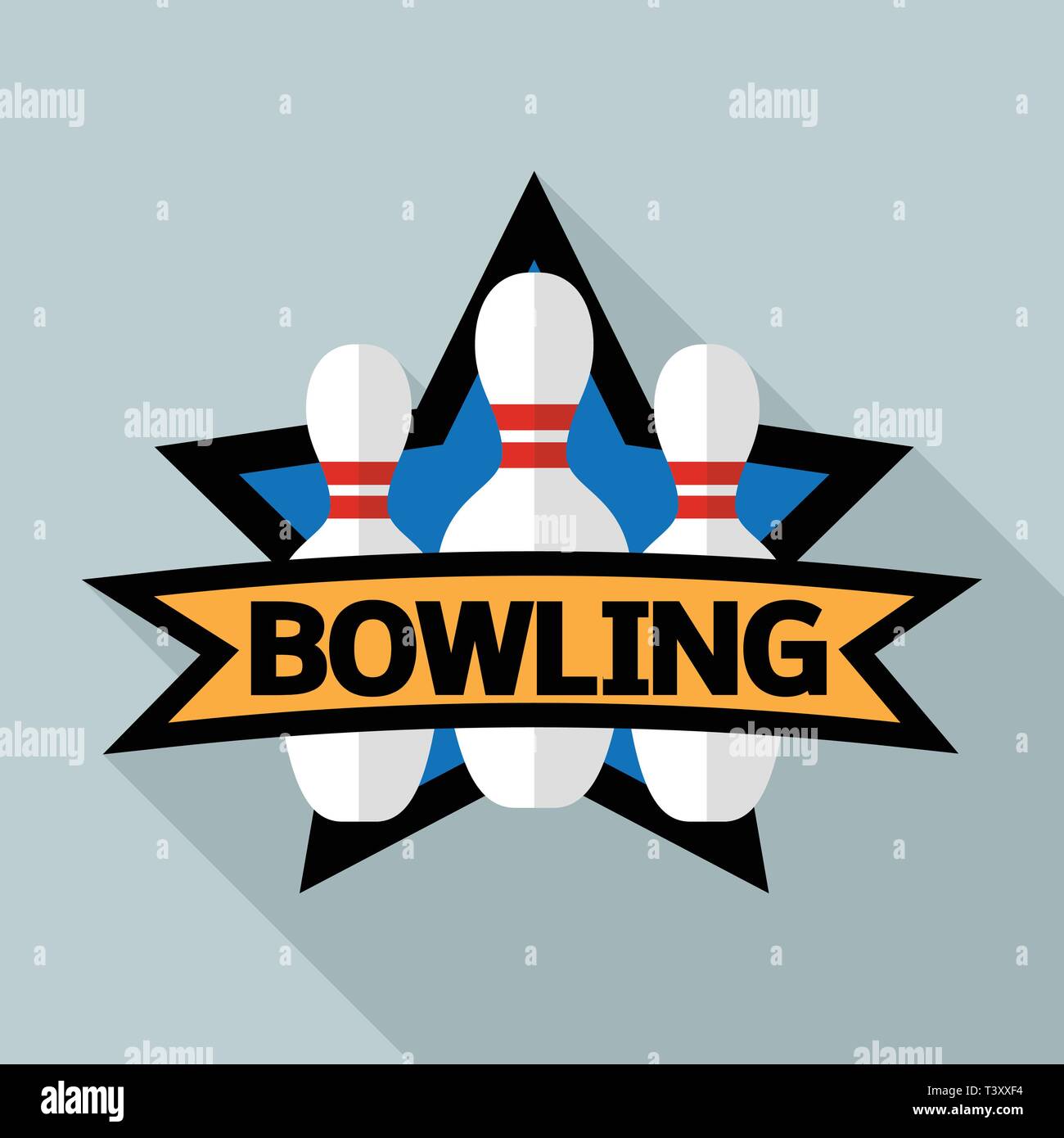 Bowling game logo, flat style Stock Vector
