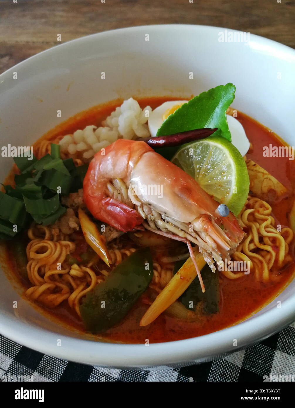 Tom Yum Kung Thai Cuisine Tom Yum Kung Soup With Noodles Tom Yam Is A Spicy Clear Soup Typical In Thailand Stock Photo Alamy