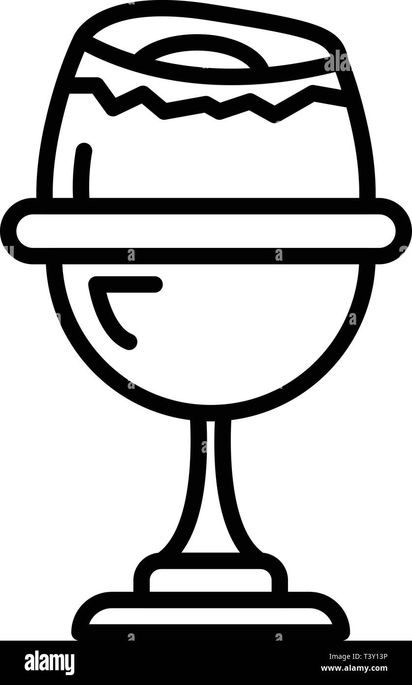Boiled egg on stand icon, outline style Stock Vector